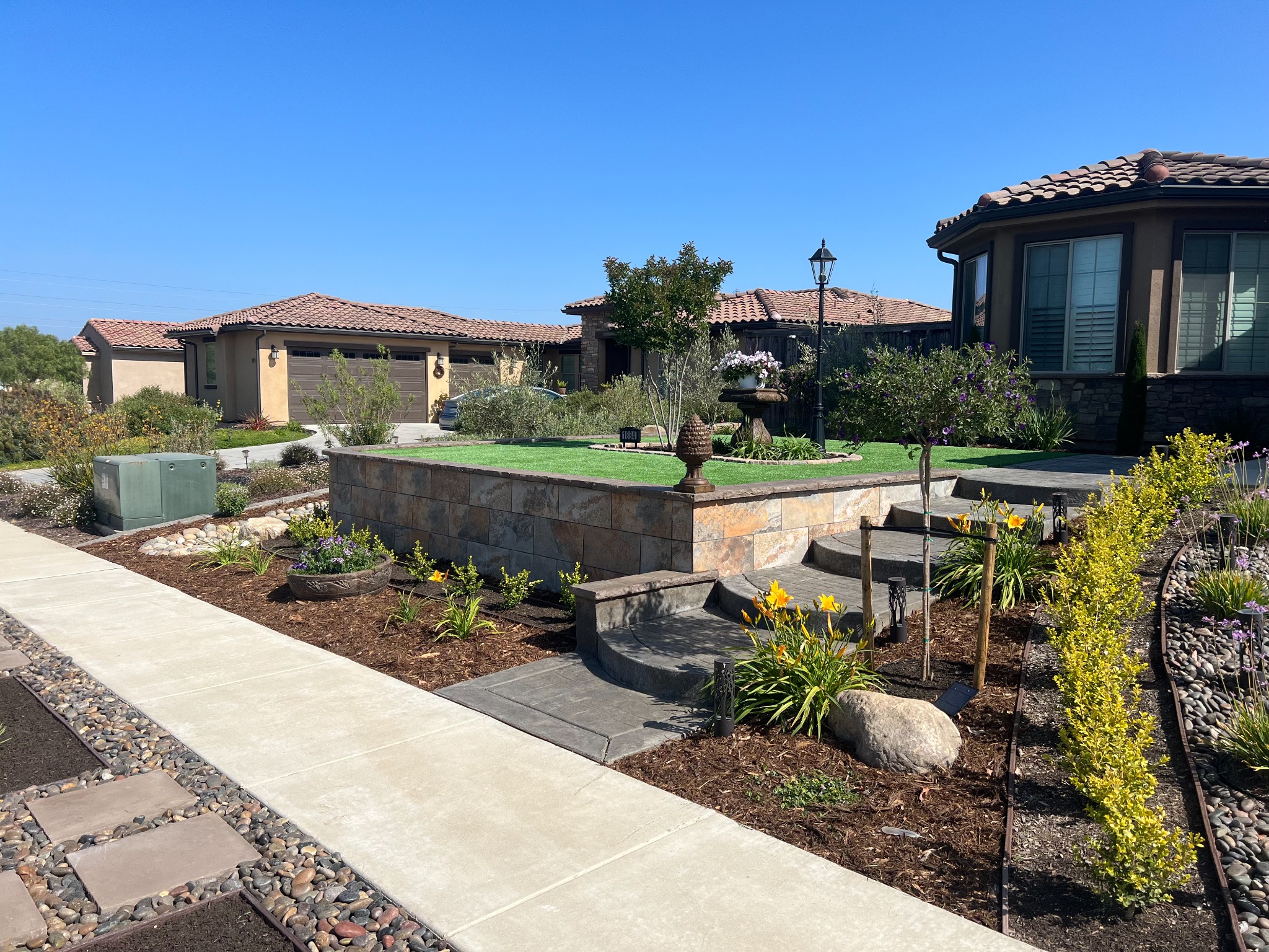 Stonework Entry with Planters